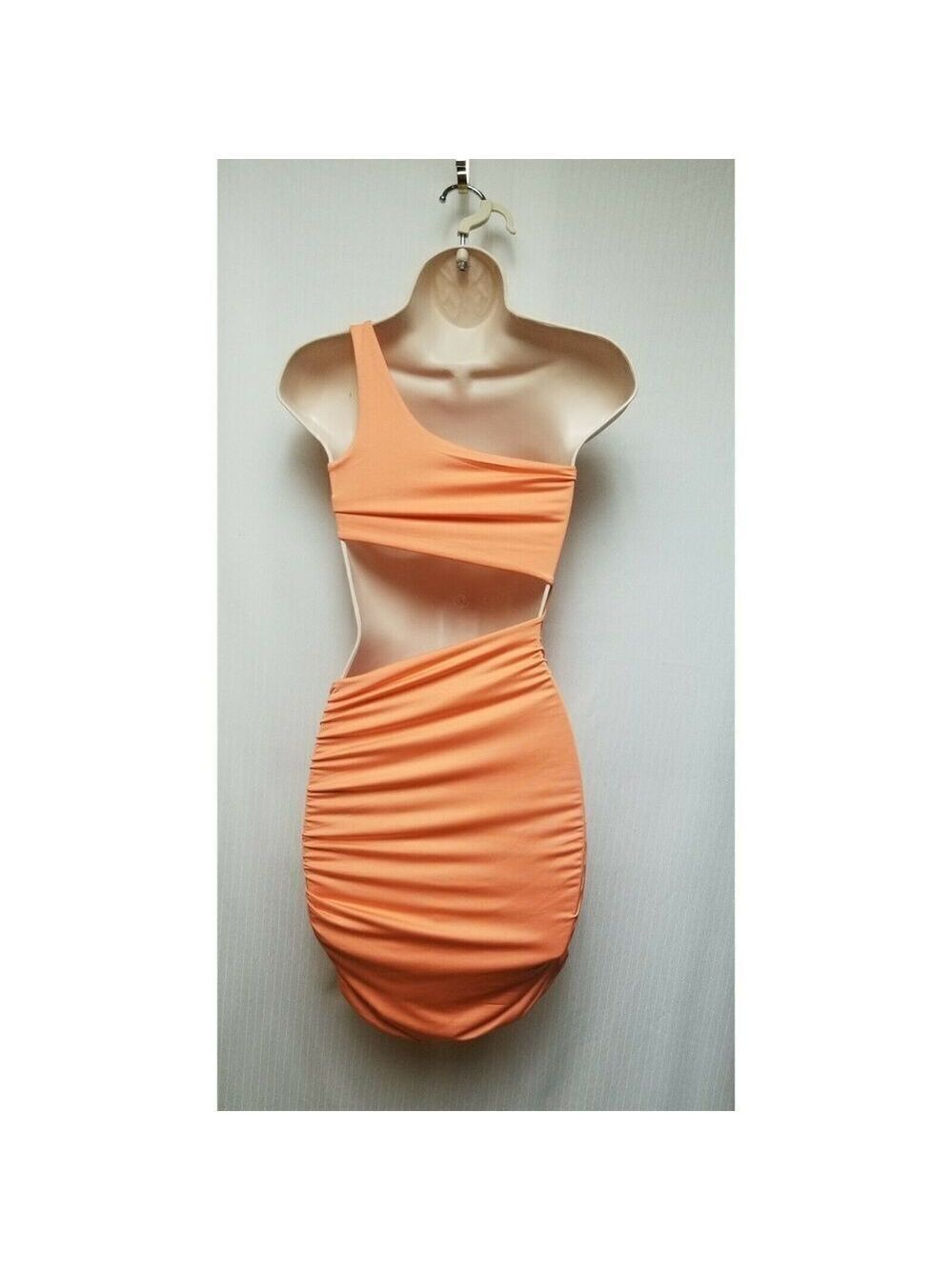 Women's Bandage Dress Shoulder Off Bright Orange Small - Picture 5 of 5